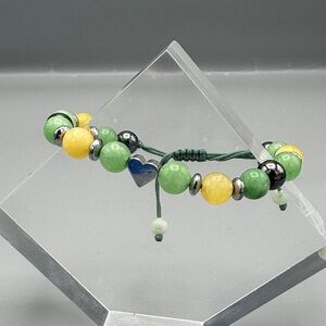 Stone Green and Yellow Beaded Bracelet